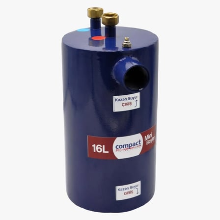 OEM Compact Termosifon Boyler 16 Lt/dk Ani Su Isıtıcı Bakır Serpantinli Karbon Çelik (Elektrikli Değildir)