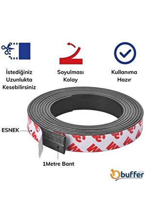 Contacall Çok Amaçlı Yapışkanlı Şerit Mıknatıs Magnet 3 Metre Genişlik 18 mm Kalınlık 1,8mm