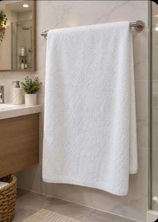 %100 Pamuklu Düz Beyaz Banyo ve Otel Havlusu 90X150 cm