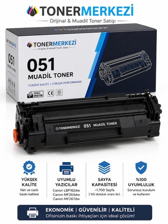 Canon 051 Muadil Toner Siyah LBP162dw MF264dw MF267dw Uyumlu