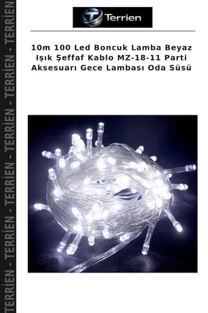 10m 100 Led Boncuk Lamba Beyaz Işık Şeffaf Kablo MZ-18-11 Parti Aksesuarı Gece Lambası Oda Süsü