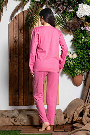 Nisanca Mevsimlik Uzun Kollu %100 Pamuk Kadın Pijama Takımı- Desenli Kadın Pijama