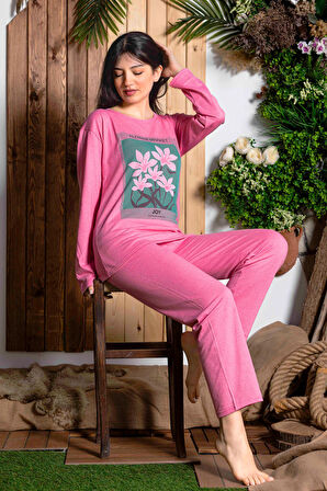 Nisanca Mevsimlik Uzun Kollu %100 Pamuk Kadın Pijama Takımı- Desenli Kadın Pijama