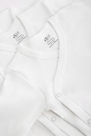 Unisex Bebek Uzun Kollu Anvelop Yaka 3'lü Çıtçıtlı Body