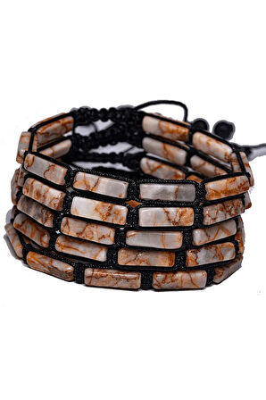 Sertifikalı Beyaz Turuncu Akik Taşı Doğal Taş Bileklik