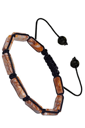 Sertifikalı Beyaz Turuncu Akik Taşı Doğal Taş Bileklik