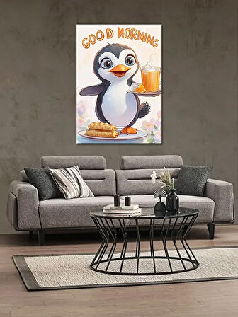 Bedeko Penguen ve Kahvaltı Ahşap Tablo