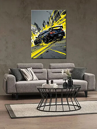 Bedeko Yarış Arabası Resimli Ahşap Tablo