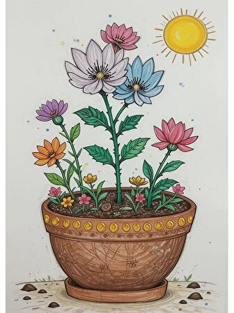 Bedeko Saksıda Çiçekler Ahşap Tablo