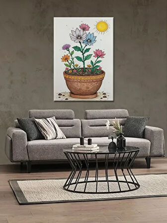 Bedeko Saksıda Çiçekler Ahşap Tablo