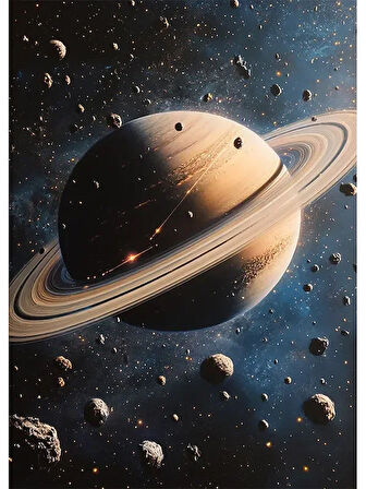 Bedeko Satürn ve Uzay Ahşap Tablo