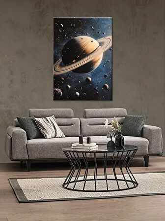 Bedeko Satürn ve Uzay Ahşap Tablo