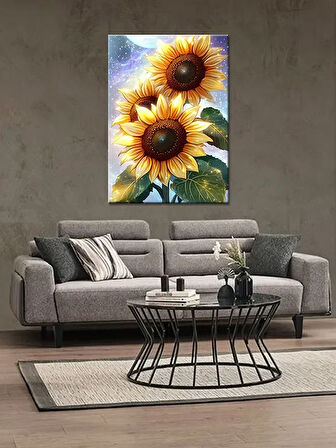 Bedeko Ay Çiçeği Resmi Ahşap Tablo