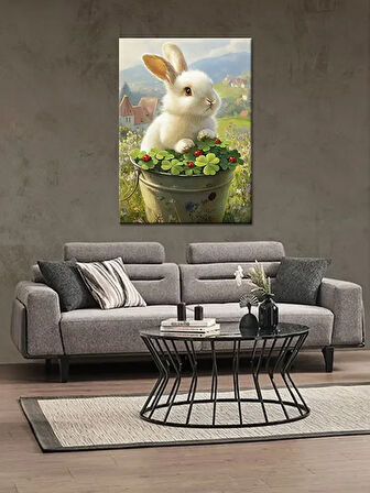 Bedeko Uğur Böceği Yonca ve Tavşan Ahşap Tablo