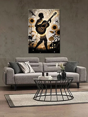 Bedeko Gitar Çalan Adam Ahşap Tablo