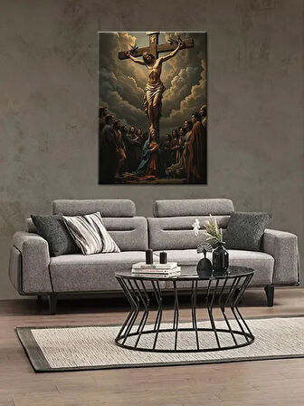 Bedeko Çarmıha Gerilmiş İsa Resmi Ahşap Tablo