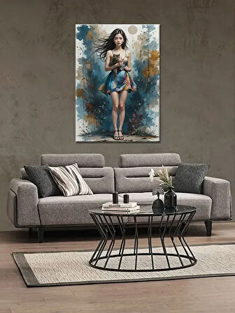 Bedeko Uzak Doğulu Kadın ve Kedisi Mdf Tablo