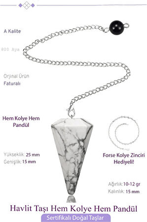 Sertifikalı Havlit Taşı Pandül Sarkaç Hem Pandül - Hem Kolye