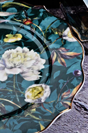 Flower 24 Parça 6 Kişilik Yaldızlı Dekorlu Bone China Yemek Takımı