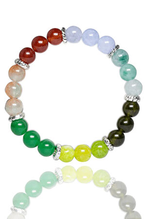 Sertifikalı Öğrenci Bilekliği Akik Akuamarin Amazonit Aventurin Morganit Yeşim Zebercet Doğal Taş