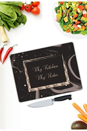 My Kitchen My Rules | Cam Kesme Tahtası |  25 x 35 cm