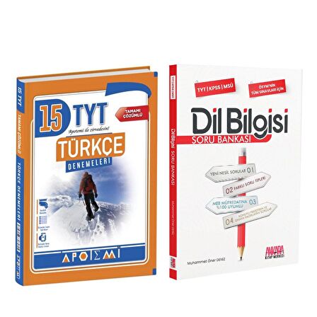 Apotemi TYT Türkçe Deneme ve AKM Dil Bilgisi Soru Bankası Seti 2 Kitap