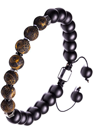 Sertifikalı Makrome Kahverengi Doğal Akik Taşı Bileklik