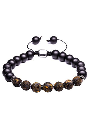 Sertifikalı Makrome Kahverengi Doğal Akik Taşı Bileklik