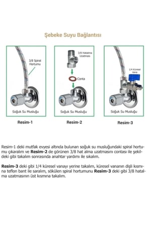 Su Arıtma Hat Alma Aparatı Ve Küresel Vanası 3/8
