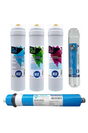Su Arıtma Cihazı Filtresi NSF Onaylı 5'li AQUATURCO Membranlı Set 100 GPD
