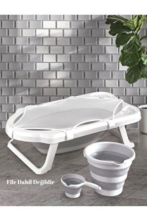 3'lü Set Katlanır Bebek Banyo Yıkama Seti Küvet - Su Kovası - Maşrapa