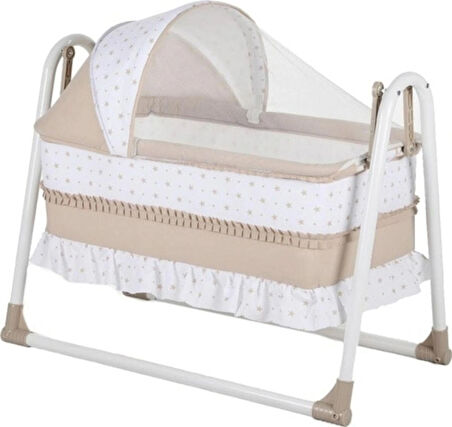 Meltem Lüks Sallanır Tenteli Portatif Sepet Beşik 5 Cm Sünger Yatak Hediyeli Bebek Beşiği