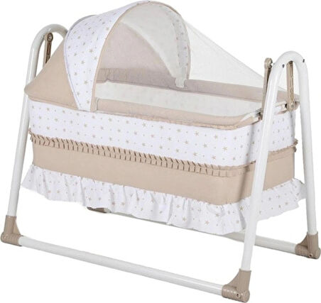 Meltem Lüks Sallanır Tenteli Portatif Sepet Beşik 5 Cm Sünger Yatak Hediyeli Bebek Beşiği