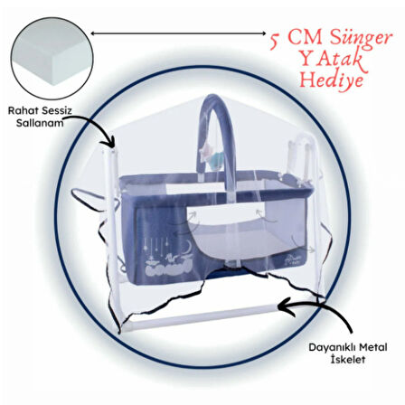 babydoor Nuve Sepet Beşik Anne Yanı Portatif Beşik Sallanır Bebek Beşiği