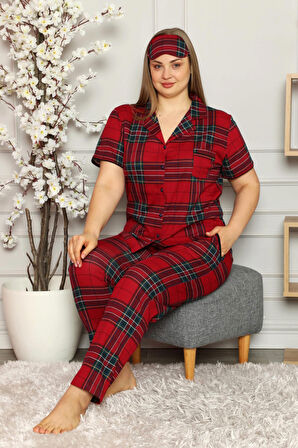 Nisanca Büyük Beden Mevsimlik Önden Düğmeli Kadın Pijama Takımı
