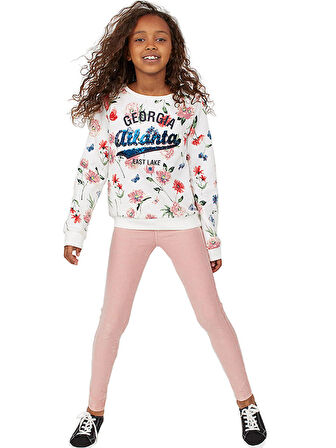 Babies Design Store Çiçek Baskılı Kız Çocuk Sweatshirt