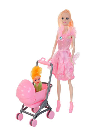 Toys 2456 Cindy Pusetli Mama Sandalyeli ve Aksesuarlı Şık Görünümlü Bebek