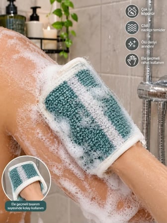 Ele Geçmeli Banyo Lifi Duş Süngeri Vücut Temizleme ve Peeling Lifi