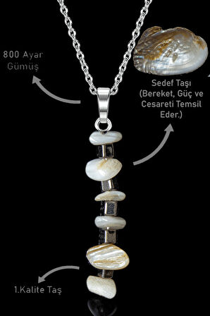 Sertifikalı Kırık Taşlı Model Sedef Taşı Kolye