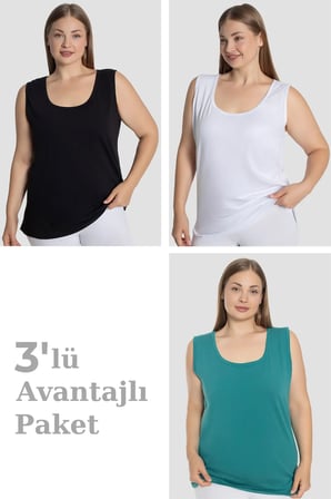 Dört Mevsim Kombin Parçası Pamuk İç Giyim Kadın Pamuklu Büyük Beden Kalın Askılı Atlet 3'lü Paket