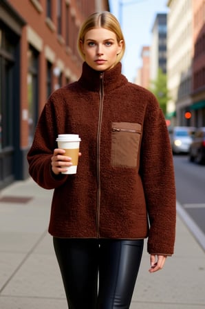 Kadın Dik Yaka Düşük Kol Tam Fermuarlı Peluş Sweatshirt Fonksiyonel Dayanıklı Kaliteli Şık
