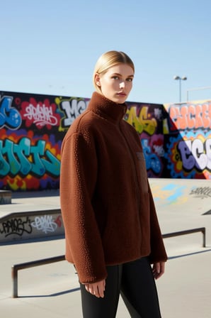 Kadın Dik Yaka Düşük Kol Tam Fermuarlı Peluş Sweatshirt Fonksiyonel Dayanıklı Kaliteli Şık