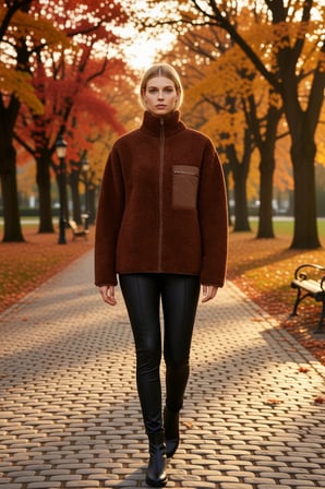 Kadın Dik Yaka Düşük Kol Tam Fermuarlı Peluş Sweatshirt Fonksiyonel Dayanıklı Kaliteli Şık