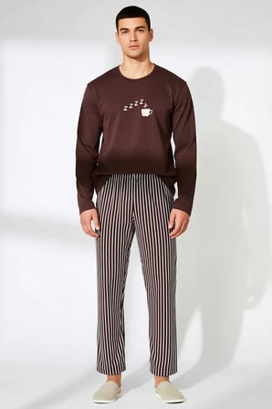 Kadın Bisiklet Yaka Uzun Kollu Regular Kalıp Sweatshirt ve Boru Paça Pantolon Takımı
