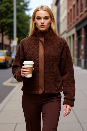 Kadın Dik Yaka Düşük Kol Fermuarlı Peluş Kalın Örme Sweatshirt Fonksiyonel Dayanıklı Rahat