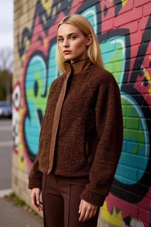 Kadın Dik Yaka Düşük Kol Fermuarlı Peluş Kalın Örme Sweatshirt Fonksiyonel Dayanıklı Rahat