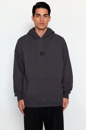 Erkek Kapüşonlu Standart Kol Kanguru Cep Sweatshirt Fonksiyonel Dayanıklı Kaliteli Estetik