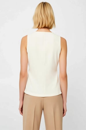 Kadın Bluz V Yaka Kolsuz Peplum İnterlok Örme Düz Desen Regular Kalıp Gündüz Gece Kullanım