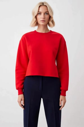 Kadın Bisiklet Yaka Düşük Kol Uzun Kollu Örme Sweatshirt Fonksiyonel Dayanıklı Kaliteli Şık