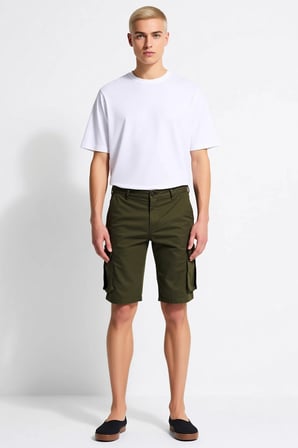 Erkek Şort Slim Fit Kargo Cepli Gabardin Dokuma Normal Bel Boru Paça Düz Kesim Yazlık Spor